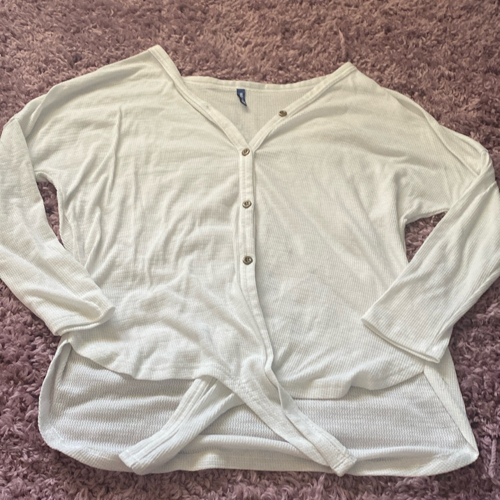 Long sleeve, white,IWOLLENCE, ribbed shirt